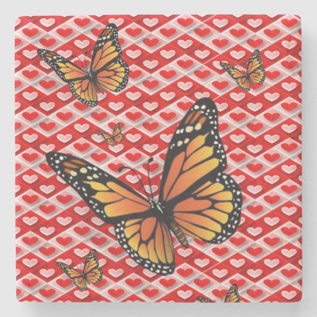 Marble Stone Coaster Valentine's Day Butterfly (Front)