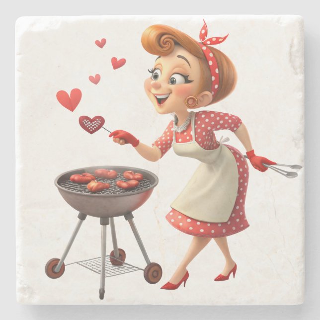 Marble Stone Coaster Valentine's Day Cooking Love  (Front)