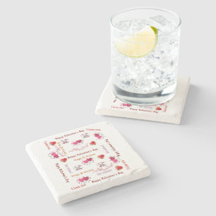Marble Stone Coaster Valentine's Day Couple Hearts
