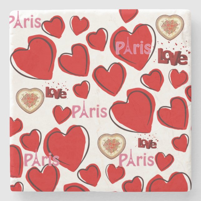 Marble Stone Coaster Valentine's Day Paris France (Front)