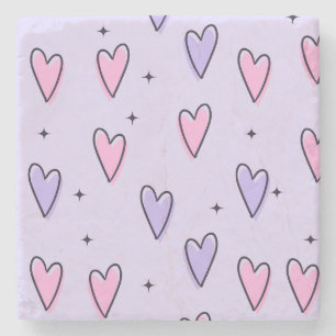 Marble Stone Coaster Valentine's Day Pink Purple 