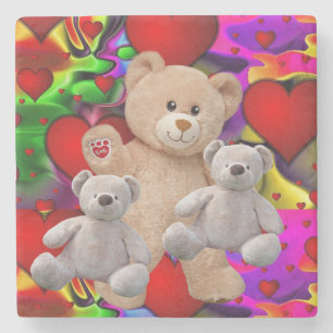 Marble Stone Coaster Valentine's Day Teddy Bear