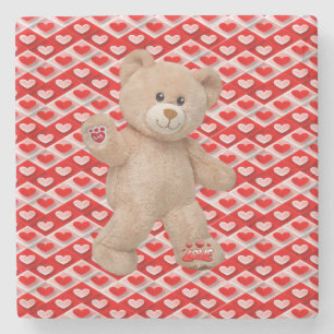 Marble Stone Coaster Valentine's Day Teddy Bear