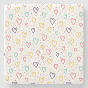 Marble Stone Coaster Valentine'sDay Colorful Heart