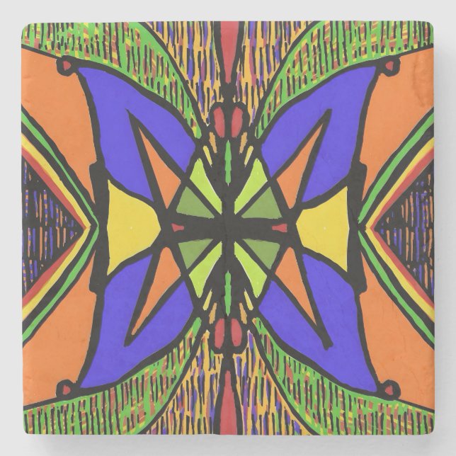 Marble Stone Coaster with Abstract Design (Front)