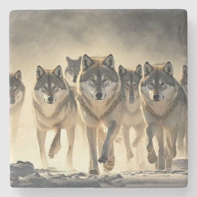 Marble Stone Coaster-Wolves Coaster (Front)