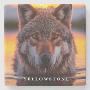 Marble Stone Coaster-Yellowstone Wolf Stone Coaster