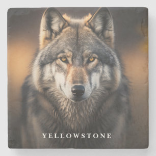 Marble Stone Coaster-Yellowstone Wolf Stone Coaster