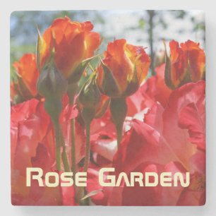 Marble Stone coasters Rose Garden Red Roses