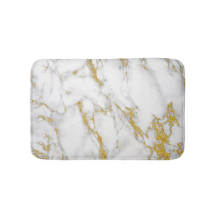 Marble Stone In Grey White & Gold Bath Mat