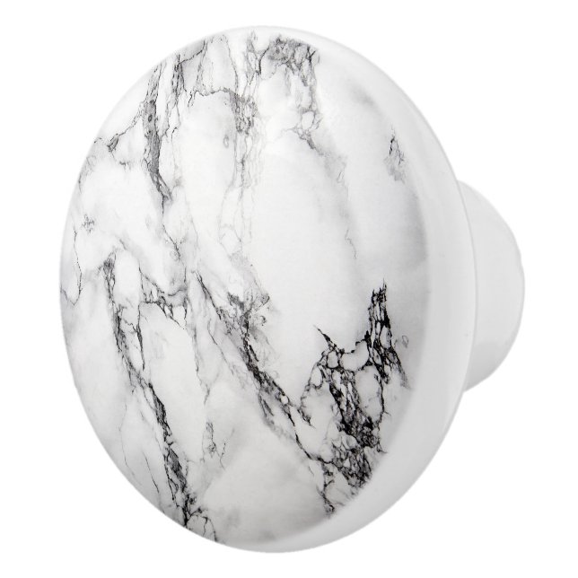 Marble Stone In White And Black Colours Ceramic Knob (Right)