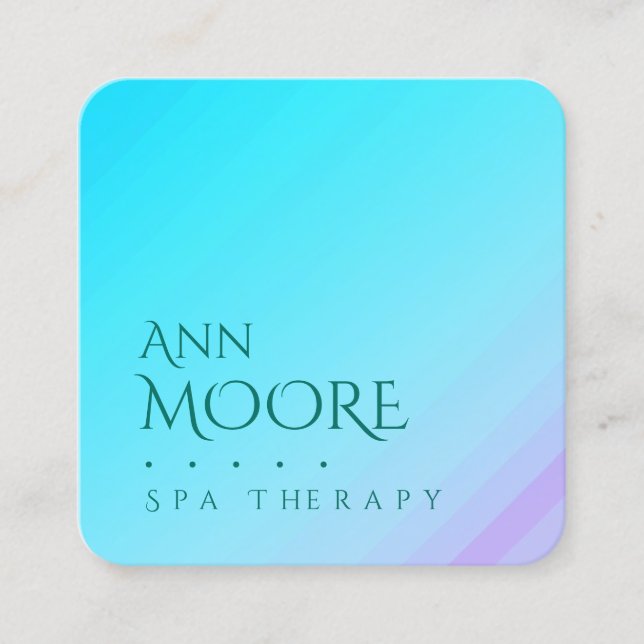 Marble stone light green blue square business card (Front)