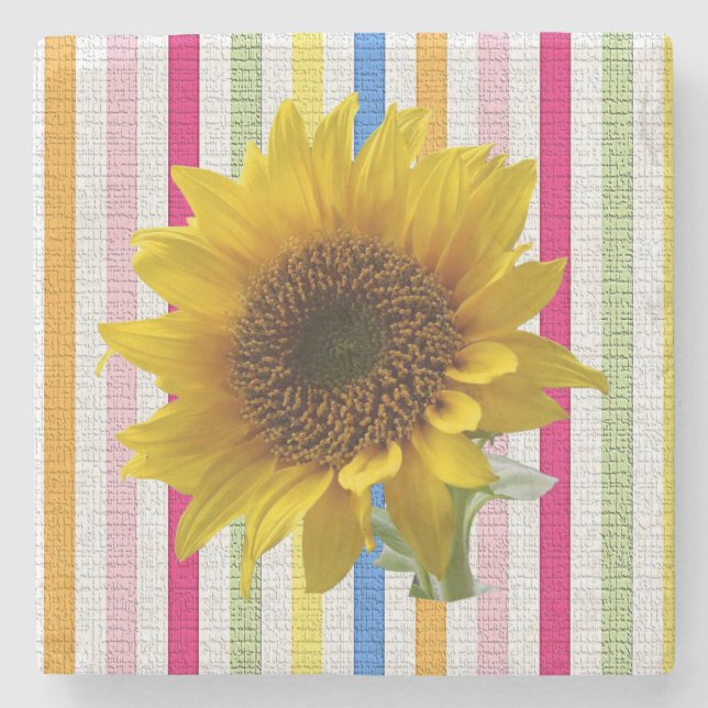 Marble Stone Sunflower Stone Coaster (Front)