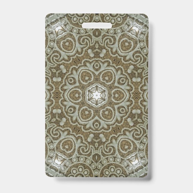 Marble Stone Texture Print Minimalist Aesthetic ID Badge (Front)