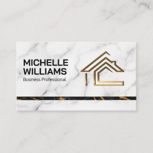 Marble   Stylish   Luxury Gold Home Logo Business Card