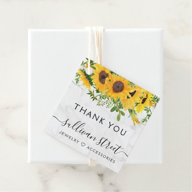 Marble Sunflower Bracelet Business Thank You Tag (In Situ)