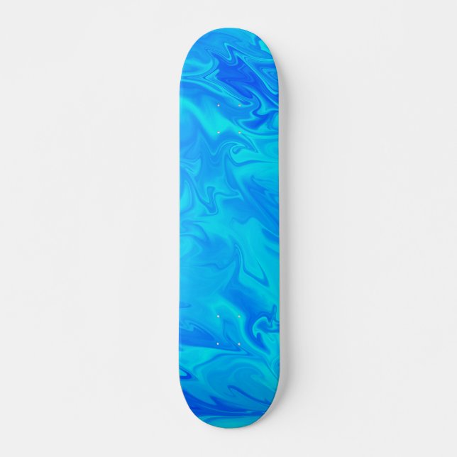 Marble Swirl Aqua Blue  Skateboard (Front)