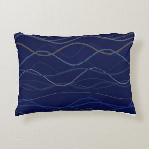 Marble Swirl Blue Gold Seamless Pattern Decorative Cushion