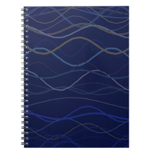 Marble Swirl Blue Gold Seamless Pattern Notebook