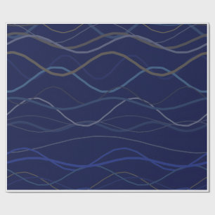 Marble Swirl Blue Gold Seamless Pattern Wrapping Paper