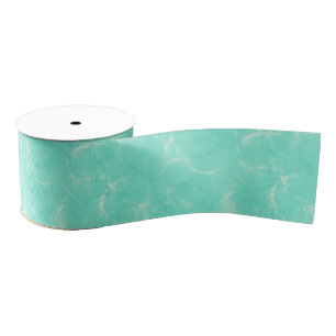 Marble swirl print - aqua blue grosgrain ribbon