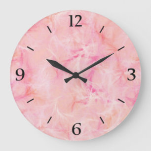 Marble swirl print - coral pink large clock