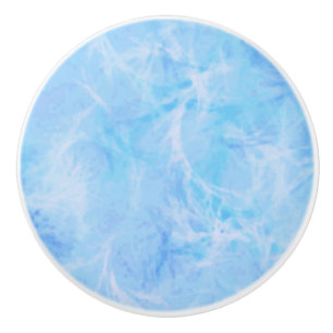 Marble swirl print - sky blue ceramic knob