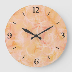 Marble swirl print - soft orange large clock