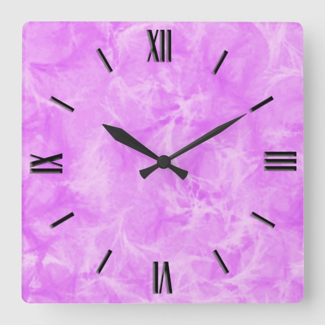 Marble swirl print - soft violet square wall clock (Front)