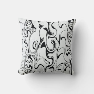 Marble Swirl Texture - Black and White Tones Cushion