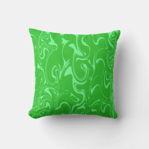 Marble Swirl Texture - Dark and Bright Green Tones Cushion