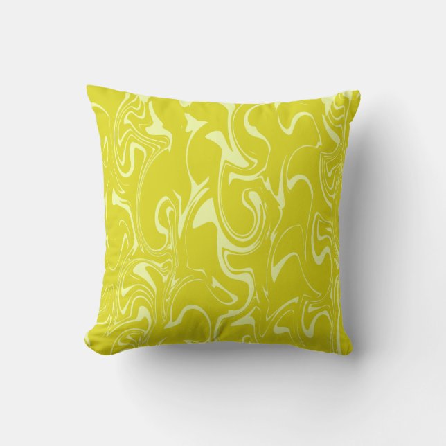Marble Swirl Texture - Dark and Bright Yellow Tone Cushion (Front)