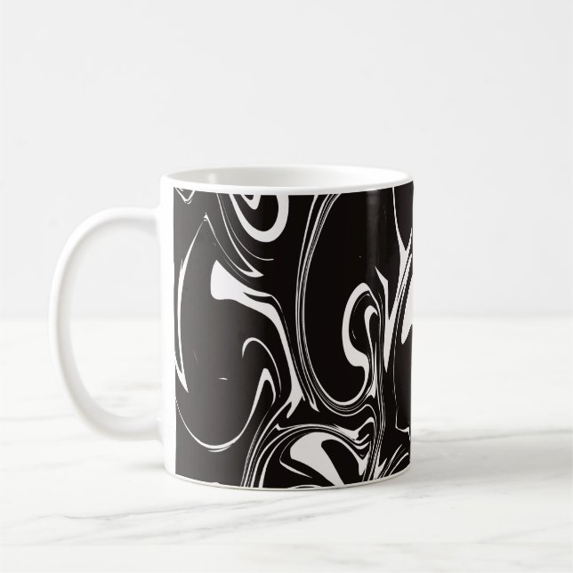 Marble Swirl Texture - Inverted Black and White  Coffee Mug (Left)