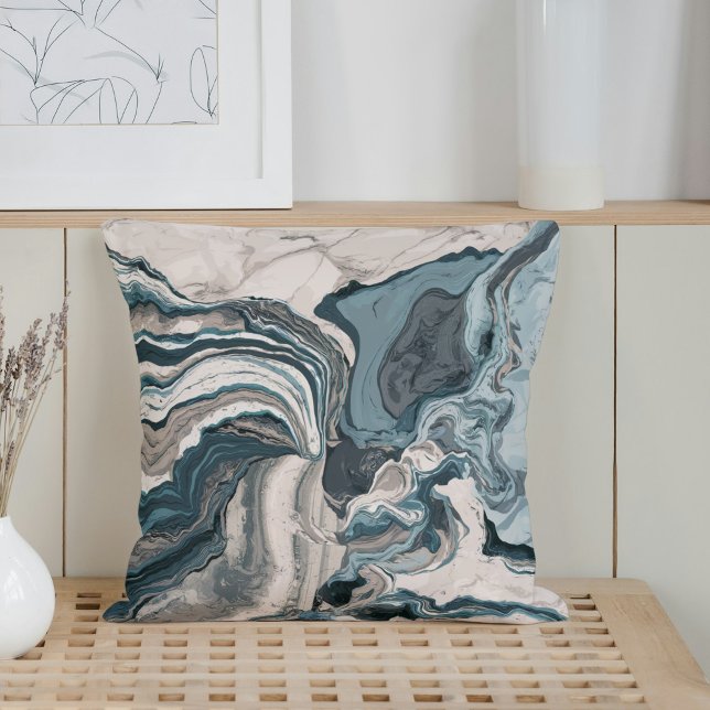 Marble swirling blues sea fluid ink cushion (Creator Uploaded)