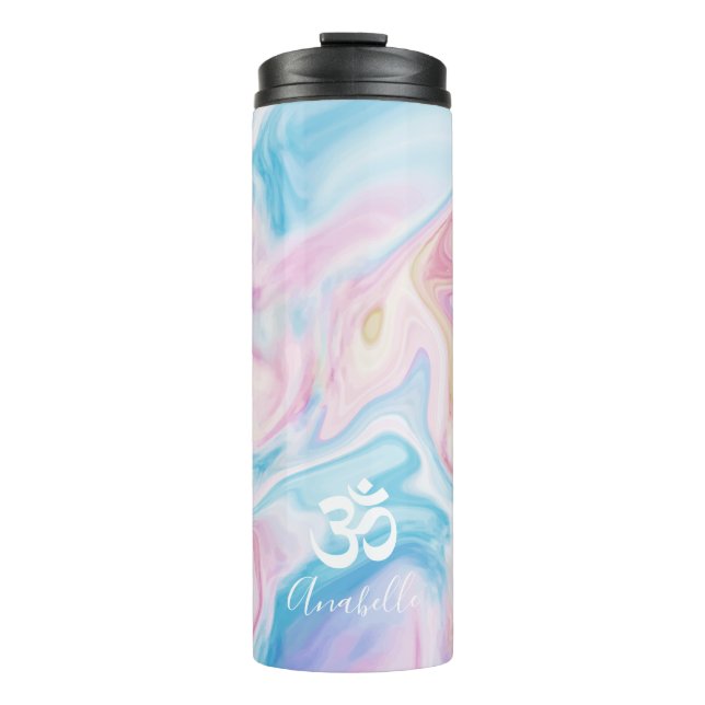 Marble Swirls and Ohm Symbol Thermal Tumbler (Front)