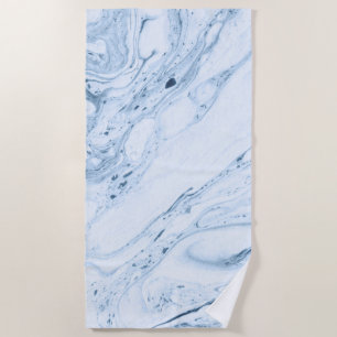 Marble swirls in white light blue-grey beach towel
