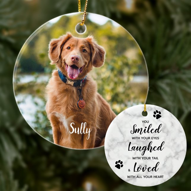 Marble Sympathy Dog Photo Pet Memorial Ceramic Tree Decoration (Creator Uploaded)