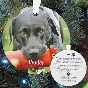 Marble Sympathy Quote Dog Photo Pet Memorial Ornament