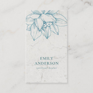 MARBLE TEAL BLUE LOTUS SIMPLE REIKI SPIRITUAL HEAL BUSINESS CARD