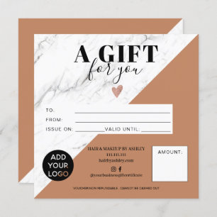 Marble terracotta square gift certificate logo