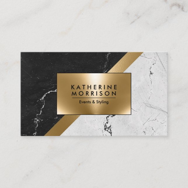 Marble Texture and Gold Business Card (Front)