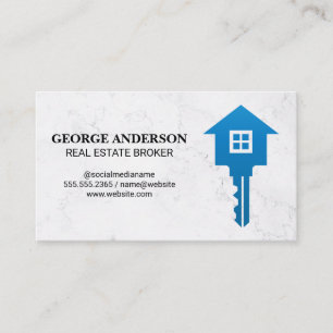 Marble Texture Background   Blue Key Home Logo Business Card