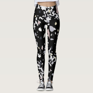 Marble Texture Black Leggings