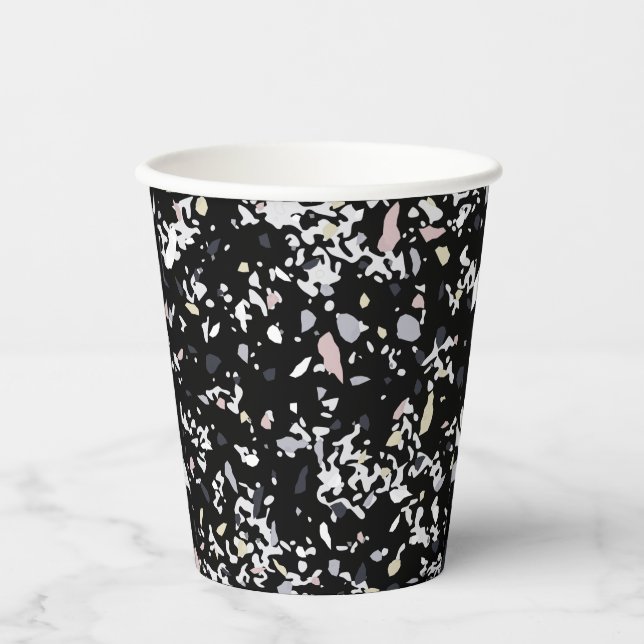 Marble Texture Black Paper Cups (Front)