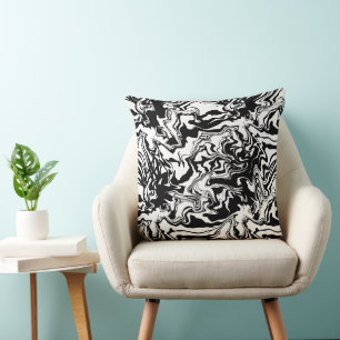 Marble Texture - Black & White Abstract Seamless  Cushion