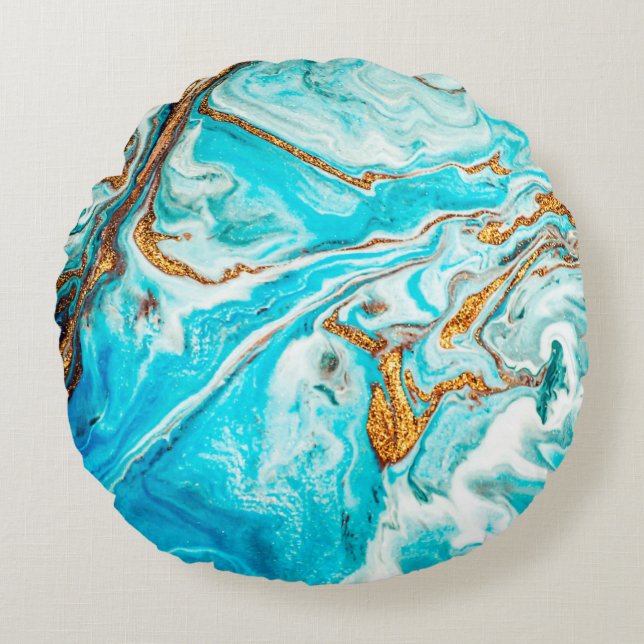Marble texture. Eastern technique. Contemporary Round Cushion (Front)