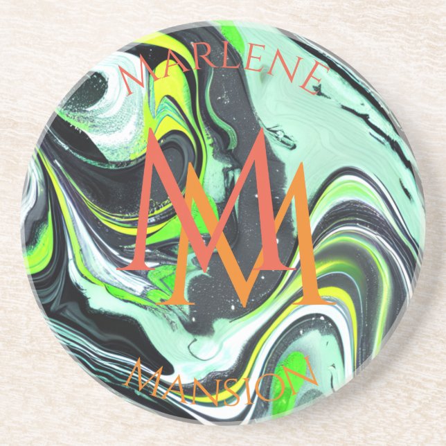 Marble Texture Green and Black Abrasion Coaster (Front)