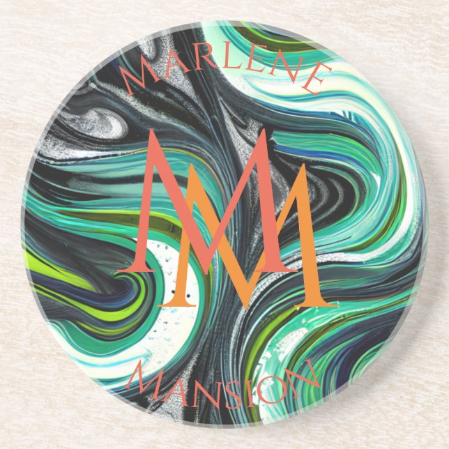 Marble Texture Green and Black Abrasion Coaster (Front)
