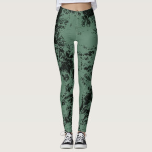 Marble texture pattern in black and green  leggings
