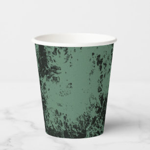 Marble texture pattern in black and green  paper cups
